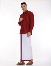 red-full-sleeve-shirt-with-single-dhoti
